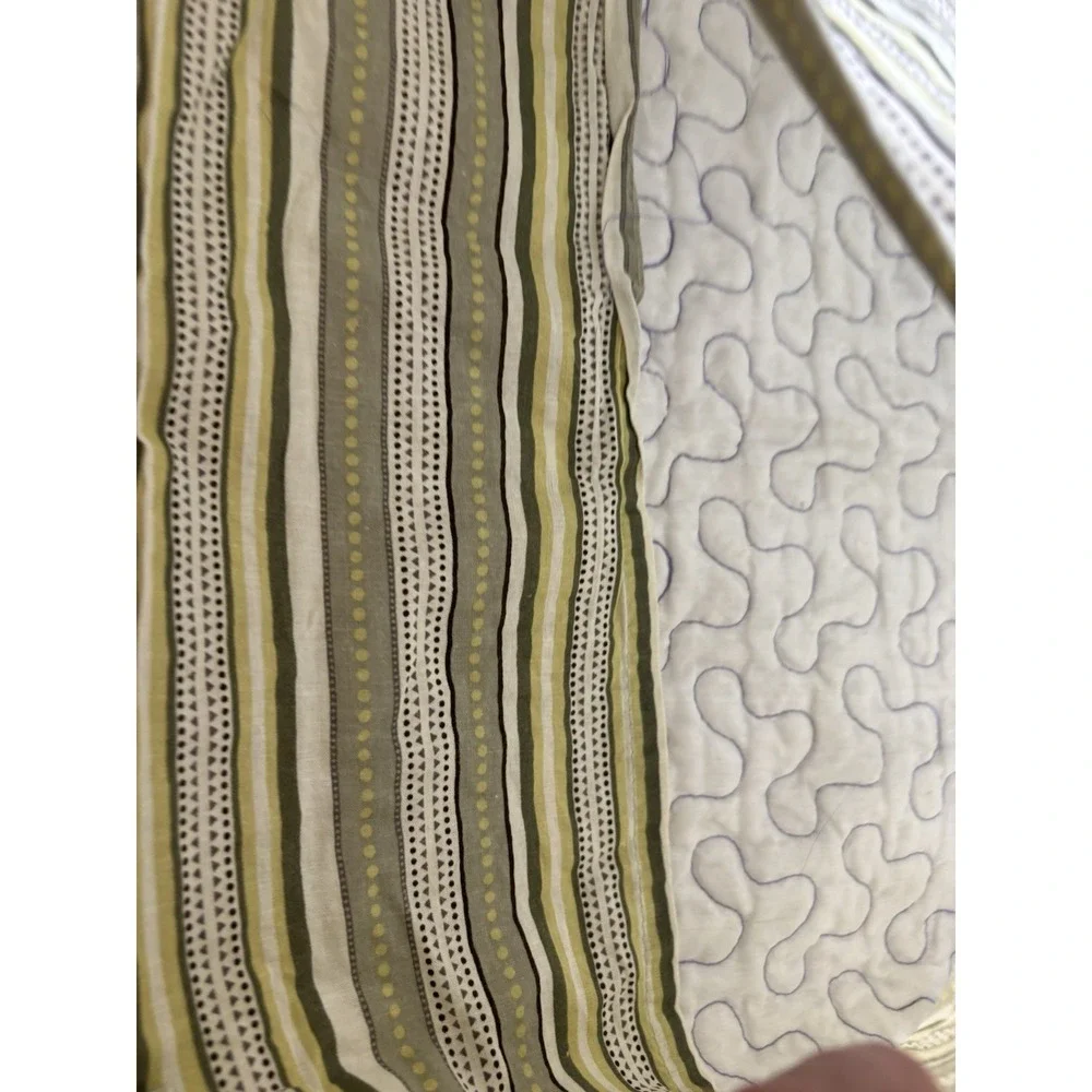 Clarice Dove Pattern Standard Size Pillow Shams Reversible Stripe Set Of 2